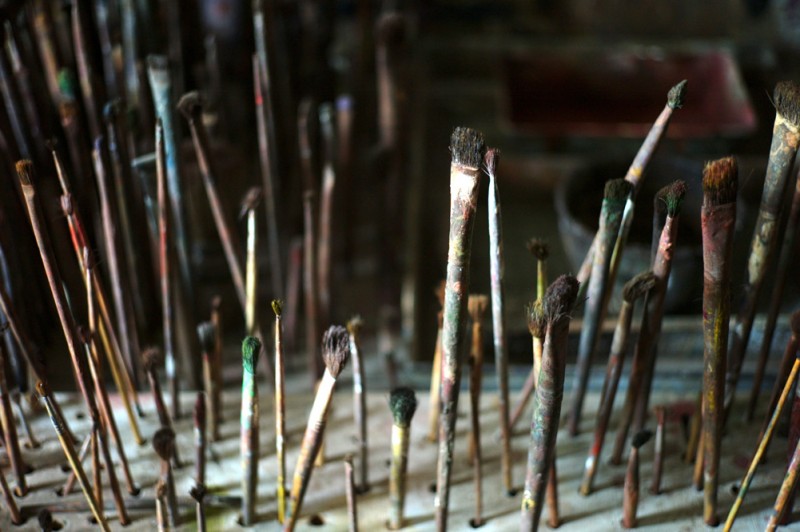 Brushes in workshop